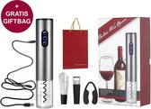 Elektrische oplaadbare Kurkentrekker & Wijnopener – Wijn cadeauverpakking met Automatische Flessenopener - Wijnset/wijnpakket met Kelnersmes en Vacuum Wijndoppen