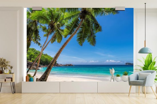 Papier peint - Papier peint photo Plage - Palmier - Mer - Île - Largeur 360 cm x hauteur 240 cm