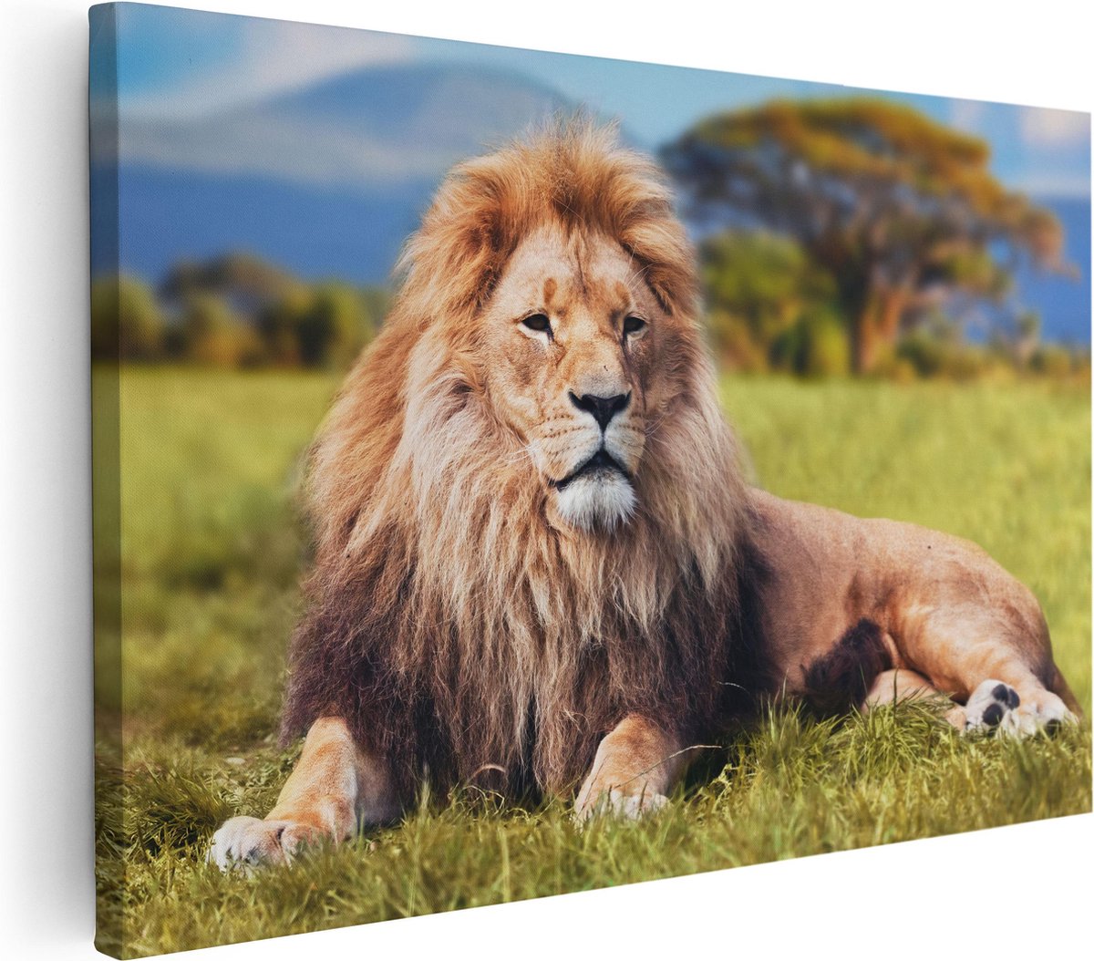 Artaza Canvas Schilderij Leeuw - 30x20 - Klein - Foto Op Canvas - Canvas Print