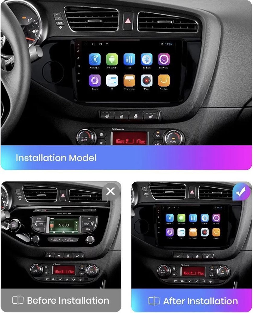 CarPlay Kia Ceed 2012-2018 Android 10 Système de navigation et multimédia  Autoradio... | bol.com