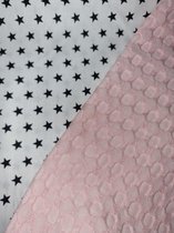 Kruikzak - licht roze - witte voering met zwart sterrenmotief - gemaakt van wafelstof en katoen