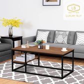 Luxury Buy® salontafel-bijzettafel-houten tafel met opslag- metalen frame- bruin-walnootkleur