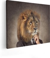Artaza Canvas Schilderij Leeuw In Pak - Leeuwenkop - 100x80 - Groot - Foto Op Canvas - Canvas Print