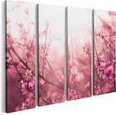 Artaza Canvas Schilderij Vierluik Roze Bloesemboom Met Zonneschijn - 80x60 - Foto Op Canvas - Canvas Print