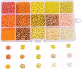 Kralen | Kralen set voor sieraden maken - 15 Kleuren Geel/Oranje - 3mm - Glas Zaad Kralen - Kit voor Sieraden Maken - Rocaille - DIY - Volwassenen - Kinderen - Kralenset - Seed Beads - Cadeau - MAIA Creative
