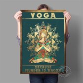 Hippie Girl Yoga Vintage Print Poster Wall Art Kunst Canvas Printing Op Papier Met Waterproof Inkt 13x18cm Multi-color