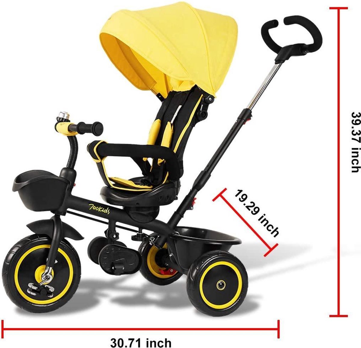 FableKids® Tricycle 7in1 Tricycle enfant guidon vélo bébé poussette Gris