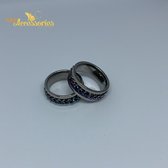 Zilver / Paarse Chainspinner Ring - Maat 18 - Man - Sierraad - Accessoires - Kettingmotief - Heren Ring - Outfit – Jewellery