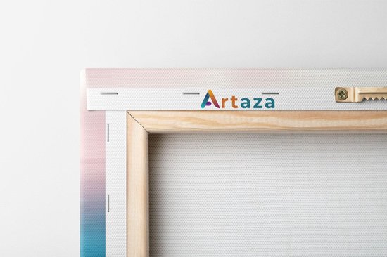 Artaza - Triptyque de peinture sur toile - Fleurs Witte sur fond Blauw - 120x60 - Tableau sur toile - Impression sur toile