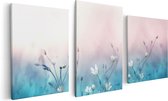 Artaza Canvas Schilderij Drieluik Witte Bloemen Op Een Blauw Achtergrond - 120x60 - Foto Op Canvas - Canvas Print