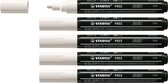 STABILO FREE - Marker Acryl - T300 - Pointe Ronde - 2-3 mm - Wit - Boîte de 5 pcs