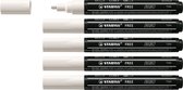 STABILO FREE - Acryl Marker - T300 - Ronde Punt - 2-3 mm - Wit - Doos 5 stuks