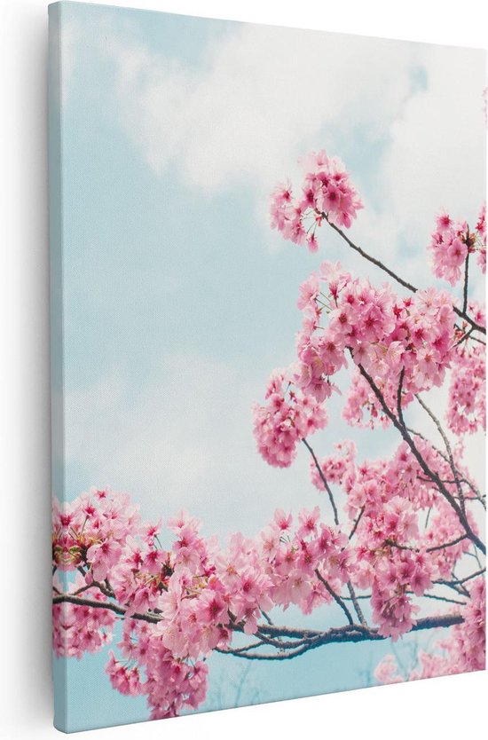Artaza Canvas Schilderij Roze Bloesemboom - Bloemen - 80x100 - Groot - Foto Op Canvas - Canvas Print