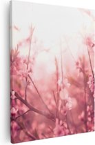 Artaza Peinture sur Toile Arbre Fleur Rose Avec Soleil - 80x100 - Groot - Photo sur Toile - Impression sur Toile