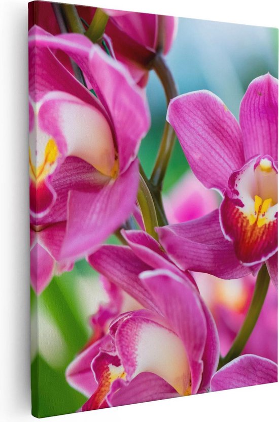 Artaza Canvas Schilderij Licht Paarse Orchidee Bloemen  - 80x100 - Groot - Foto Op Canvas - Canvas Print