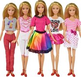 Dolldreams | Kleding voor barbiepop - Set met broeken, jurkjes en shirts - Barbie mode kleertjes