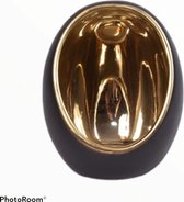 Daan Kromhout - Waxinelicht - Egg - Zwart/Goud - 15 cm - Keramiek