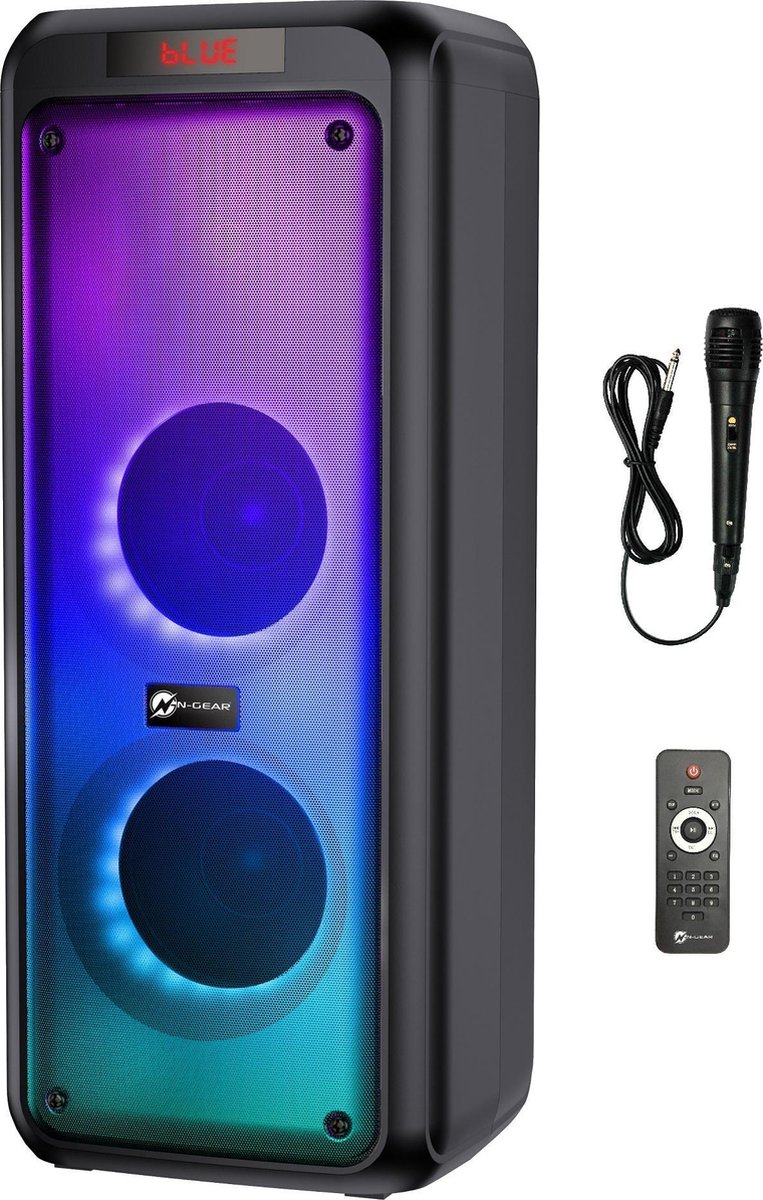 N-GEAR LGP 65 - Draagbare Bluetooth Party Speaker - Karaoke Set - 1 Microfoon - Discoverlichting
