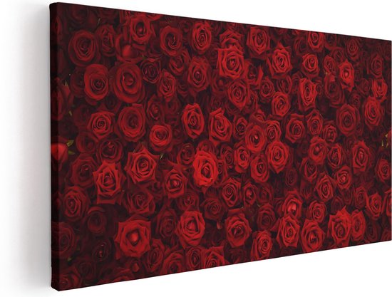 Artaza Canvas Schilderij Rode Rozen Achtergrond - 60x30 - Foto Op Canvas - Canvas Print