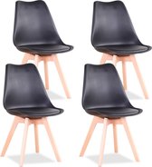 Eetkamerstoelen - Set van 4 kuipstoelen - Gewatteerde zitting - Zwart