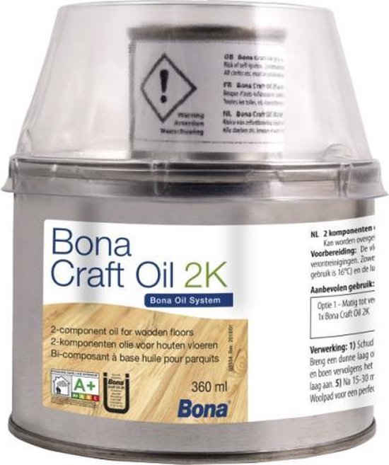 Foto: Craft oil bona 2k dark brown 0 4 l eenlaagssysteem kan afgelakt worden high solid na 8 uur beloopbaar verminderd vergelend effect