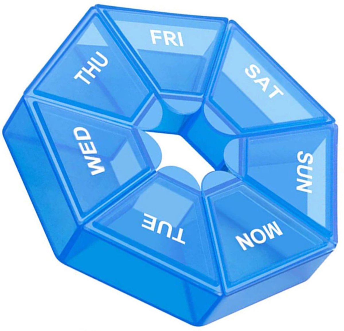 Goedkoopste Cabantis Hexagon Mini-Pillendoos|Pillen Organizer|Medicijn Doosje|Pillendoos 7 Dagen|Blauw