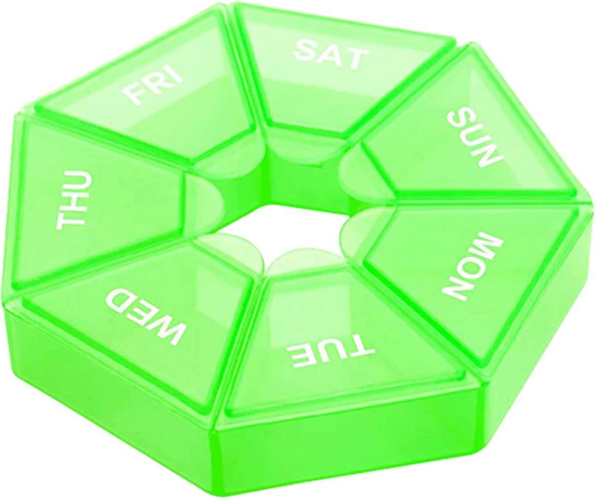 Goedkoopste Cabantis Hexagon Mini-Pillendoos|Pillen Organizer|Medicijn Doosje|Pillendoos 7 Dagen|Lime Groen