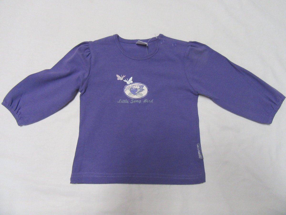dirkje , meisje, t-shirt lange mouw , paars little song bird , 86 - 18 maand