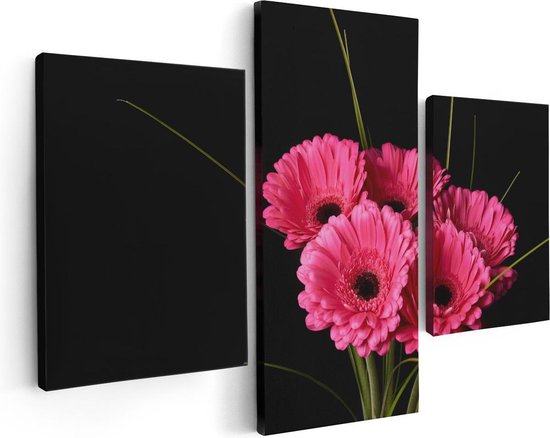 Artaza - Triptyque de peinture sur toile - Fleurs de gerbera roses - 90x60 - Photo sur toile - Impression sur toile