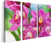 Artaza Canvas Schilderij Drieluik Licht Paarse Orchidee Bloemen  - 120x80 - Foto Op Canvas - Canvas Print