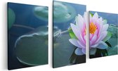 Artaza - Triptyque de peinture sur toile - Fleur de lotus rose avec des nénuphars - 120x60 - Photo sur toile - Impression sur toile