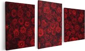 Artaza - Triptyque de peinture sur toile - Fond de roses rouges - 120x60 - Photo sur toile - Impression sur toile