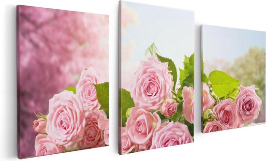 Artaza - Canvas Schilderij - Boeket Roze Rozen Bloemen - Foto Op Canvas - Canvas Print
