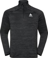 ODLO Midlayer 1/2 zip RUN EASY WARM  Mannen Sportshirt- Black Melange - Maat XL