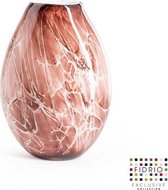 Design vaas Organic - Fidrio MAUVE - glas, mondgeblazen bloemenvaas - hoogte 30 cm