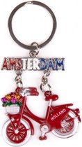 sleutelhanger Amsterdam Fiets staal rood/zilver