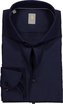 Jacques Britt overhemd - Roma slim fit - structuur - donkerblauw - Strijkvriendelijk - Boordmaat: 38