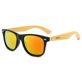 Woods Sunglasses - Zonnebril Met Houten pootjes - Geel/Oranje - Spiegelend - Unisex - Met accessoires