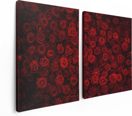 Artaza Canvas Schilderij Tweeluik Rode Rozen Achtergrond - 120x80 - Foto Op Canvas - Canvas Print