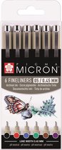 Sakura Pigma Micron 6 kleuren fineliners "Basic" - 05 - 0,45mm