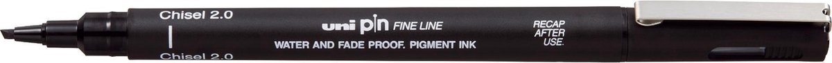 Fineliner - Chisel - Beitelpunt - 2.0 - 2,0mm - Zwart - Uni Pin