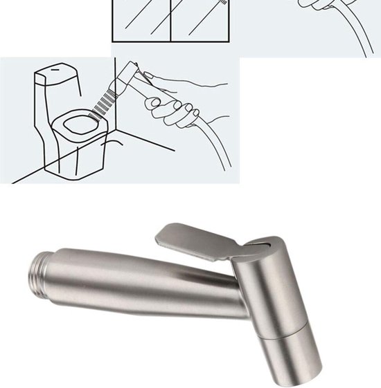 Premium Toilet Bidet - Badkamer Accessoires - Toiletdouche - Toilet Spoeler - Handdouche Voor In De WC - Zilver - Merkloos