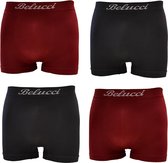 Belucci heren boxershorts 4pack zwart met bordeaux maat XL/XXL