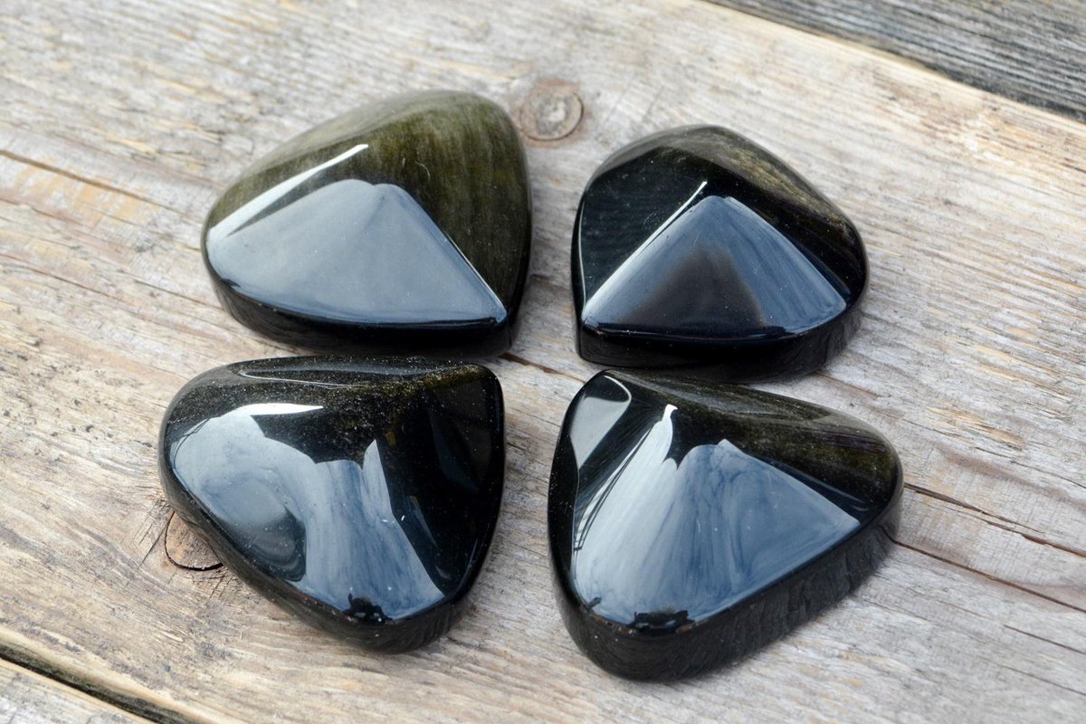 Edelsteen Obsidiaan goud hart