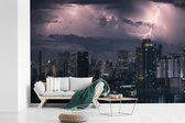Behang - Fotobehang Onweersbui boven Bangkok - Breedte 450 cm x hoogte 300 cm