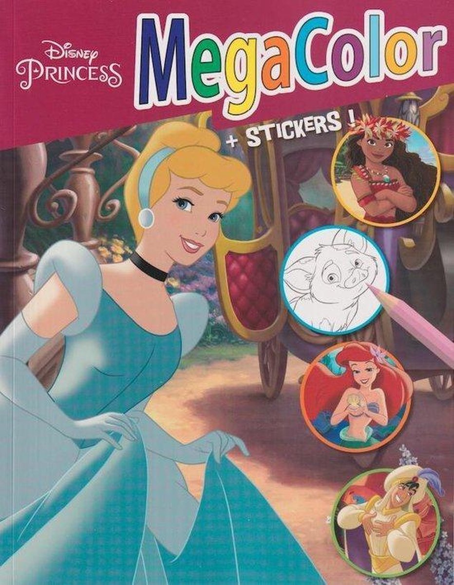 Walt Disney Princess MegaColor Malbuch mit über 120 Bildern 25 Sticker 
