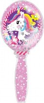 haarborstel Unicorn Glitter 17,5 cm meisjes roze