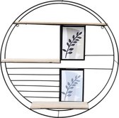 Wandrek Industrieel - wandrek rond inclusief 2 fotolijsten - metalen wandrek - 48 x 10 x 48 cm