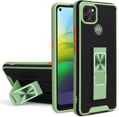 Voor Motorola Moto G9 Power Dual-color Skin Feel TPU + PC Magnetische schokbestendige hoes met onzichtbare houder (groen)