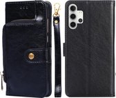 Voor Samsung Galaxy A32 4G Rits Tas PU + TPU Horizontale Flip Lederen Case met Houder & Kaartsleuf & Portemonnee & Lanyard (Zwart)